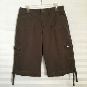 Gloria Vanderbilt Women Cargo Bermuda Shorts Size 12 Cotton Blend Drawstring Hem